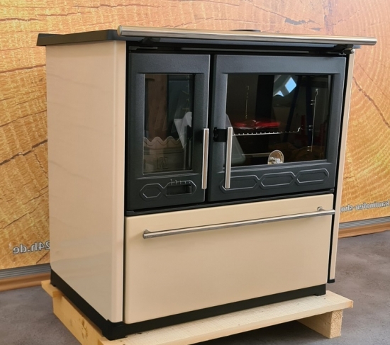 EEK A+ Küchenofen Holzherd Plamen 850 creme, rechte Version - 8 kW Dauerbrandherd