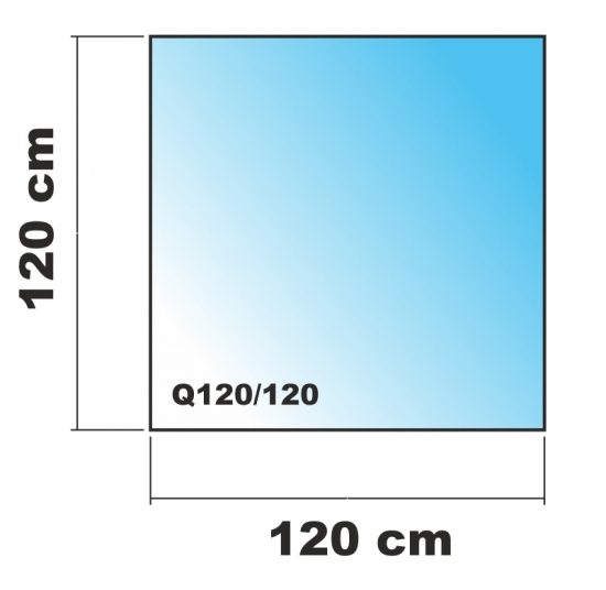 Quadrat 120x120cm - Funkenschutzplatte Kaminbodenplatte Glasplatte