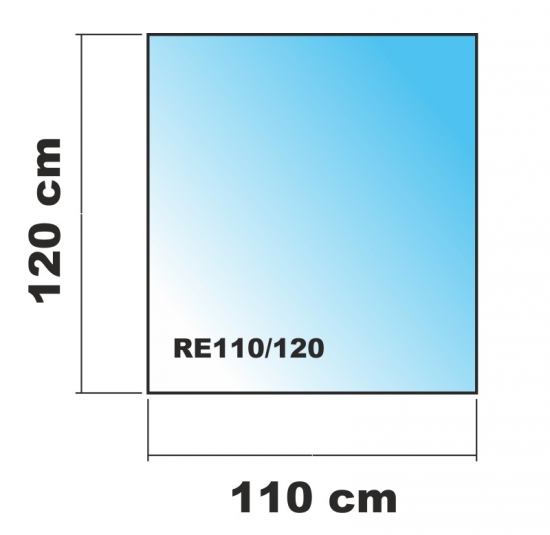 Rechteck 110x120cm Glas schwarz - Funkenschutzplatte Kaminbodenplatte Glasplatte Ofenunterlage