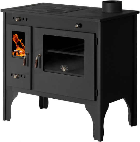 EEK A+ Küchenofen Holzherd Retro ECO schwarz, rechte Version - 7 kW Dauerbrandherd
