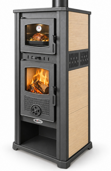 EEK A+ Kaminofen mit Backfach ROMA G beige mit Keramikverkleidung - 8,3 kW