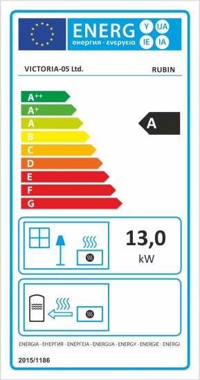 EEK A Kaminofen Victoria Rubin elfenbein mit XXL-Sichtscheibe – 13kW