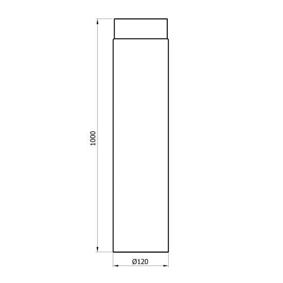 120 mm - Rauchrohr 1000 mm in Gussgrau
