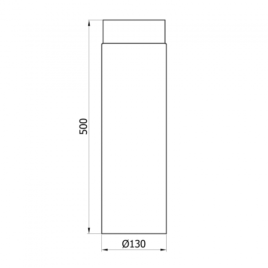130 mm - Rauchrohr 500 mm in Schwarz