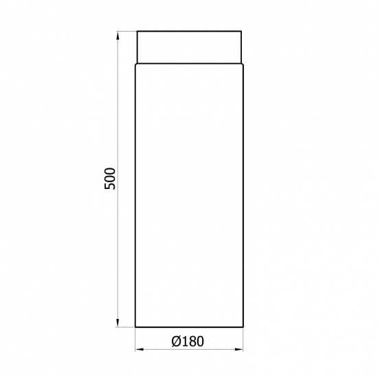 180 mm - Rauchrohr 500 mm in Schwarz