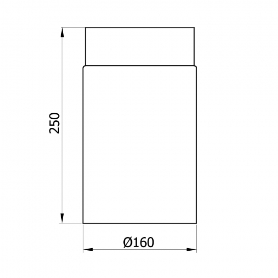160 mm - Rauchrohr 250 mm in Gussgrau