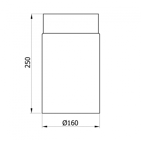 160 mm - Rauchrohr 250 mm in Schwarz