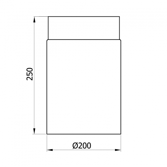 200 mm - Rauchrohr 250 mm in Schwarz