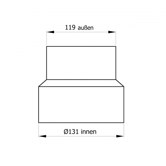 130 mm - 120 mm - Reduzierung in Schwarz