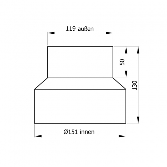 150 mm - 120 mm - Reduzierung in Gussgrau