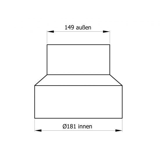 180 mm - 150 mm - Reduzierung in Schwarz