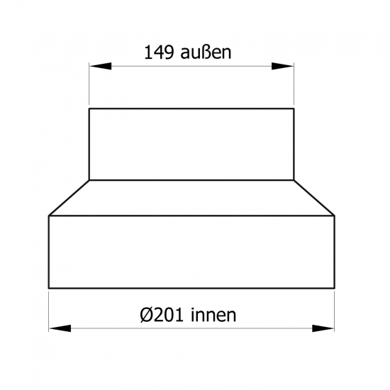 200 mm - 150 mm - Reduzierung in Gussgrau