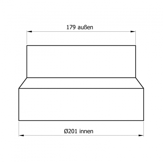 200 mm - 160 mm - Reduzierung in Schwarz