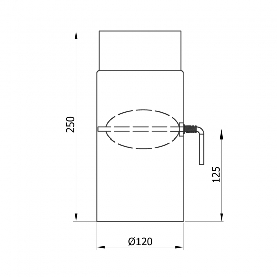 120 mm - Rauchrohr mit Drosselklappe 250 mm in Schwarz