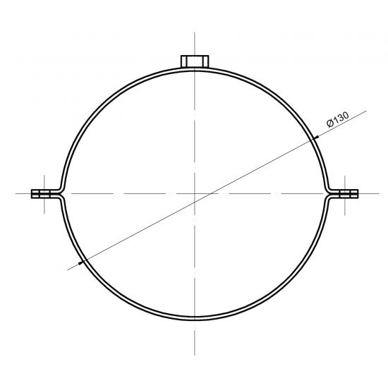 130 mm - Rauchrohr Schelle in Schwarz