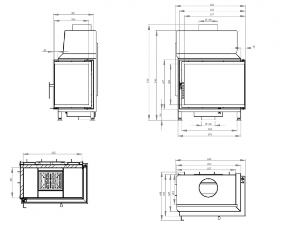 EEK A Eck-Kamineinsatz HITZE STMA59X43.R mit 9kW