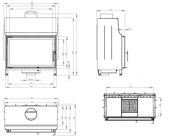 EEK A Kamineinsatz HITZE STMA68X43.S mit 12,5kW