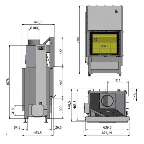 EEK A+ Kamineinsatz HAJDUK SMART XLTh rahmenlos, mit Schiebetür - 6,5 kW