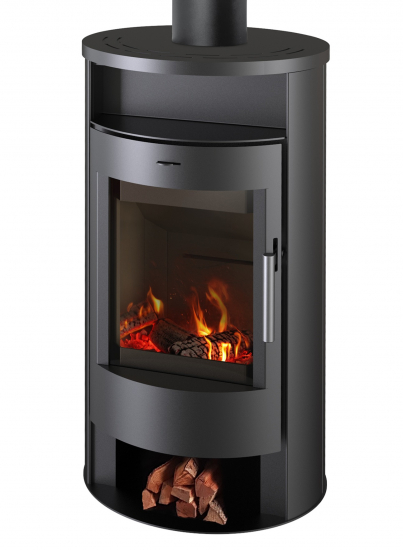 EEK A+ Runder Premium-Kaminofen TORONTO, schwarz - 6,3 kW