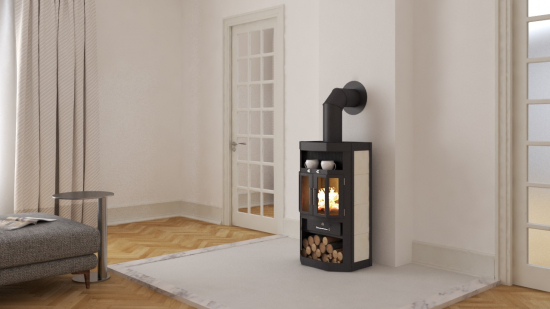 EEK A Flügeltür-Kaminofen Victoria Taro2, schwarz, dauerbrandfähig – 10kW