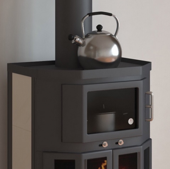 EEK A Kaminofen mit Backfach+Herdplatte Victoria Taro 2F, schwarz – 9,53 kW