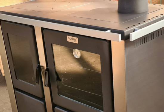 EEK A+ Automatik-Dauerbrand Küchenofen Holz- u. Kohleherd Teba TKS-18, Edelstahl mit 10KW