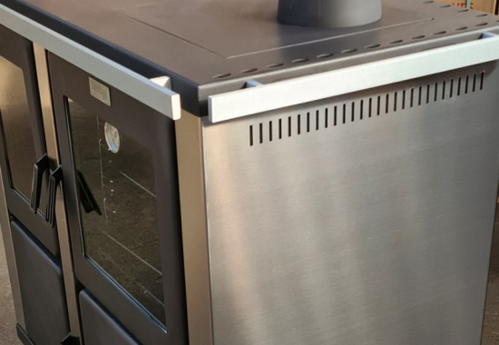 EEK A+ Automatik-Dauerbrand Küchenofen Holz- u. Kohleherd Teba TKS-18, Edelstahl mit 10KW