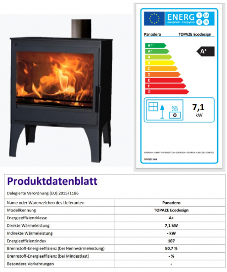 EEK A+ Kaminofen Panadero Topaze EcoDesign - 7,1 kW