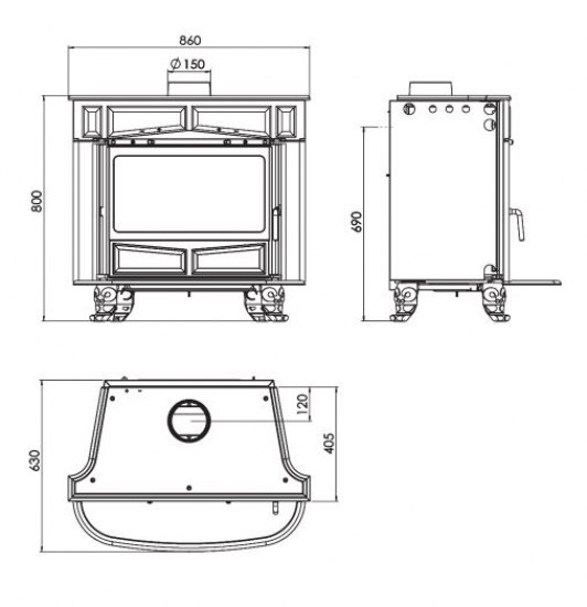 EEK A Gusskaminofen Plamen Glas Franklin mit 11kW