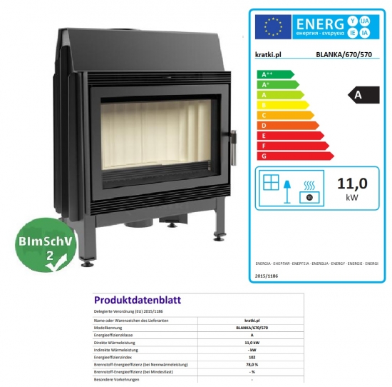 *EEK A - Kamineinsatz Kratki BLANKA 670/570 - 11 kW