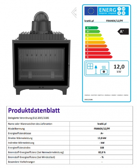 *EEK A+ - Gusskamineinsatz Kratki FRANEK 12 kW