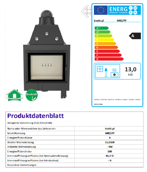 *EEK A - Kamineinsatz Kratki MBZ 13 mit 13 kW