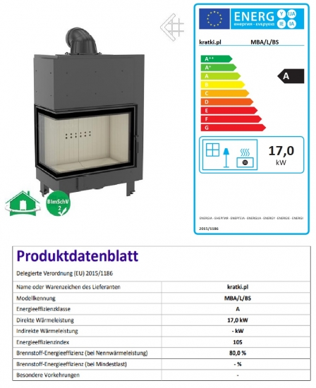 *EEK A - Eck-Kamineinsatz Kratki MBA 17 links mit 17 kW