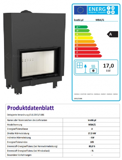 *EEK A - Kamineinsatz Kratki MBA 17 mit Schiebetür - 17 kW
