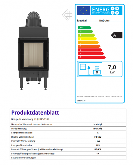 *EEK A - Kamineinsatz Kratki Nadia 8 mit 7 kW