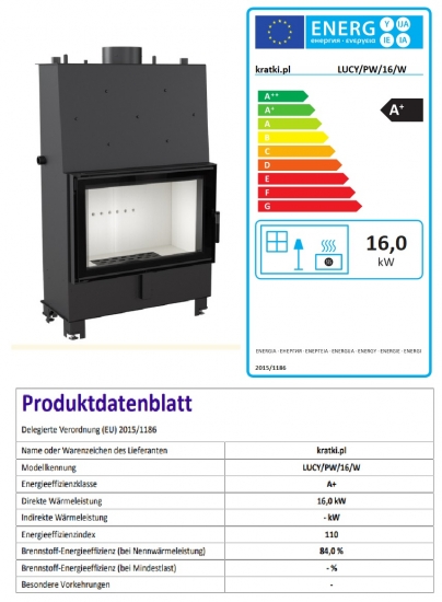 *EEK A+ - Wasserführender XXL-Kamineinsatz Kratki Lucy 16 PW mit 16 kW
