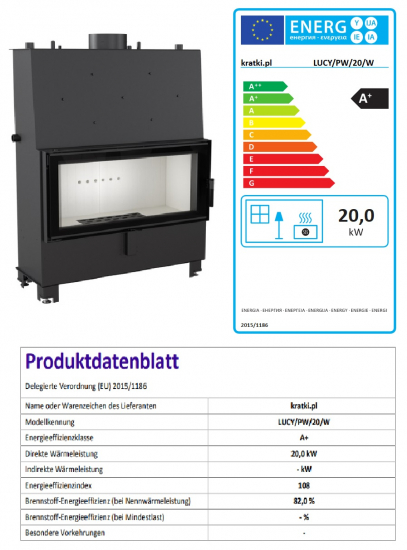 *EEK A+ - Wasserführender XXL-Kamineinsatz Kratki Lucy 20 PW - 20 kW