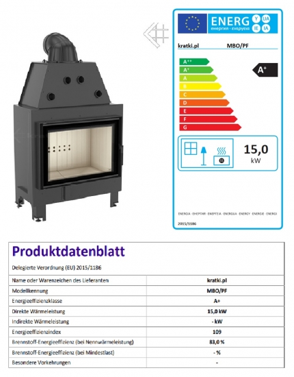 *EEK A+ - Kamineinsatz Kratki MBO 15 - 15 kW