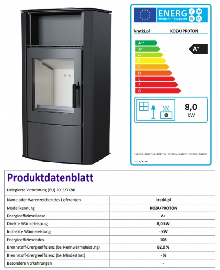 *EEK A+ Kaminofen Kratki PROTON mit 8kW