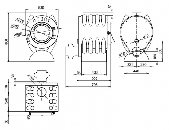 Warmluftofen APOLO 14 mit 13 kW