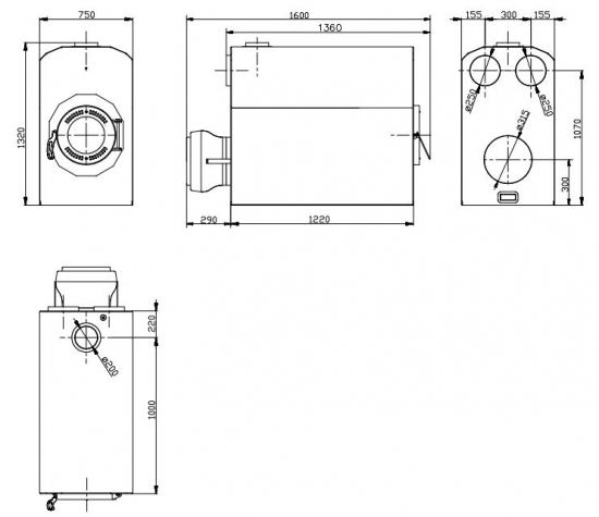 Warmluftofen DORY 50 Box mit Ventilator und Warmluftverteilung 50 kW
