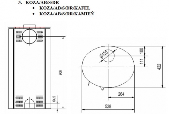 EEK A - Stahl-Kaminofen Kratki KOZA AB S - 8 kW
