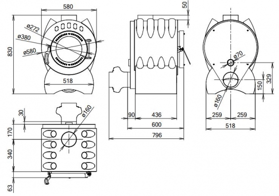 Warmluftofen APOLO 14 Pro mit Ventilator 14 kW