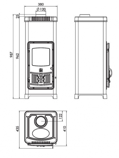 EEK A+ Kaminofen Plamen Dora 10N mit Herdplatte, grün - 7,2kW