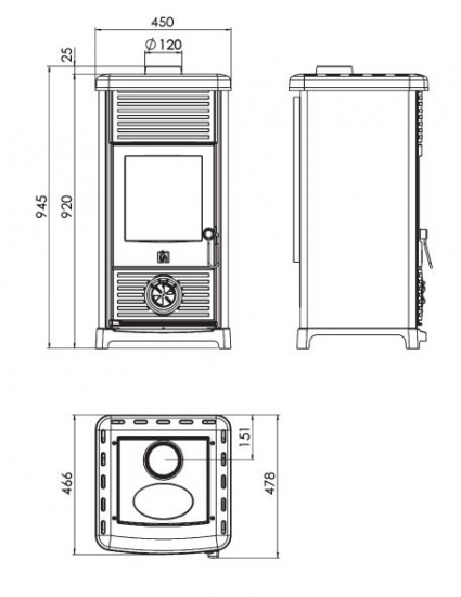EEK A+ Kaminofen Plamen Maestral N mit Herdplatte, creme - 6,5kW