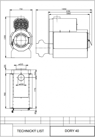Warmluftofen DORY 40 mit Ventilator 40 kW