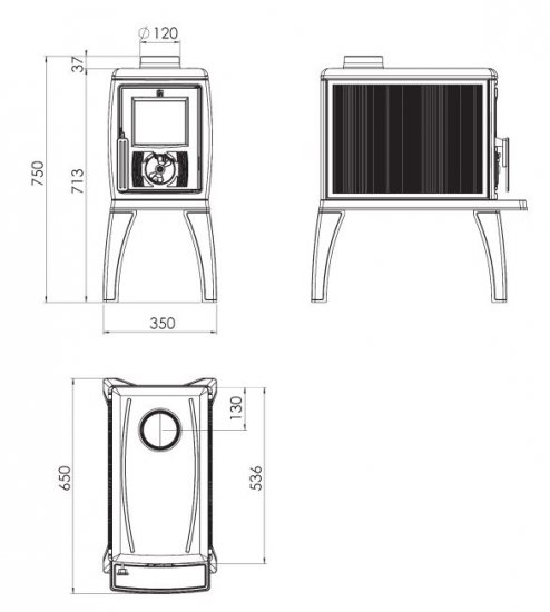 EEK A+ Gusskaminofen Plamen Trenk mit Herdplatte - 8,9kW