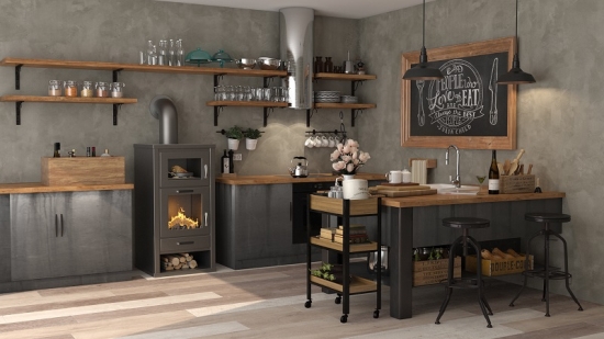 EEK A Kaminofen mit Backfach Victoria Deluxe F schwarz– 11kW