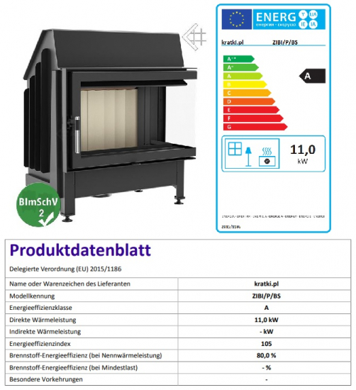 *EEK A - Eck-Kamineinsatz Kratki ZIBI/P/BS - BIMSCHV II - 11kW