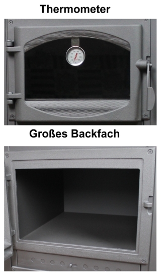 EEK A - Kaminofen mit Backfach und Herdplatte Cucina creme - 9,7kW
